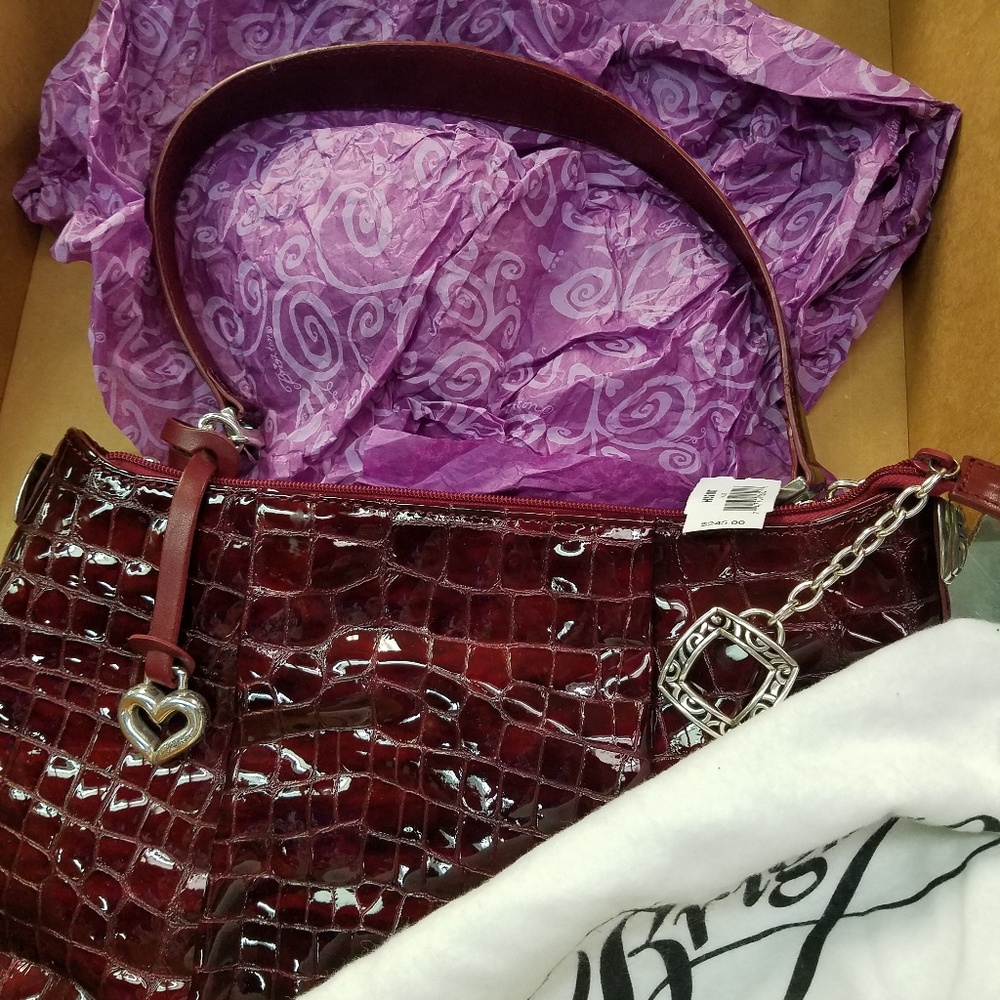 Brighton Shoulder Burgundy Croc Purse/Handbag NWT